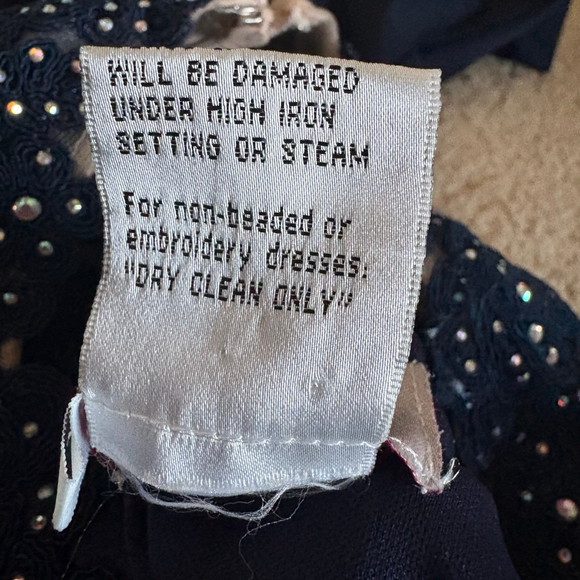 Jovani Mesh Stud Embellished Navy Nude Prom Dress Size 2 Petite - Picture 12 of 13